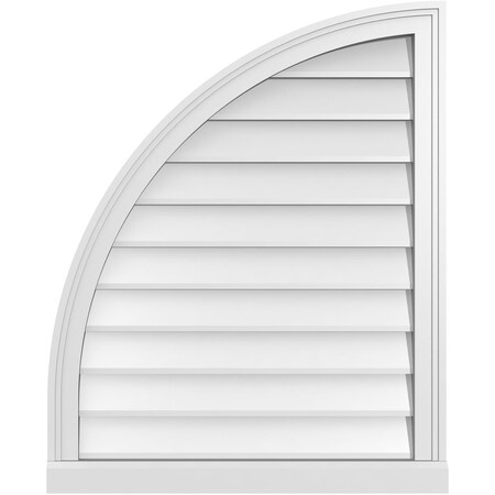 Ekena Millwork Quarter Round Top Left Surface Mount PVC Gable Vent w/ 2"W x 2"P Brickmould Sill Frame, 26"W x 32"H GVPQL26X3203SN